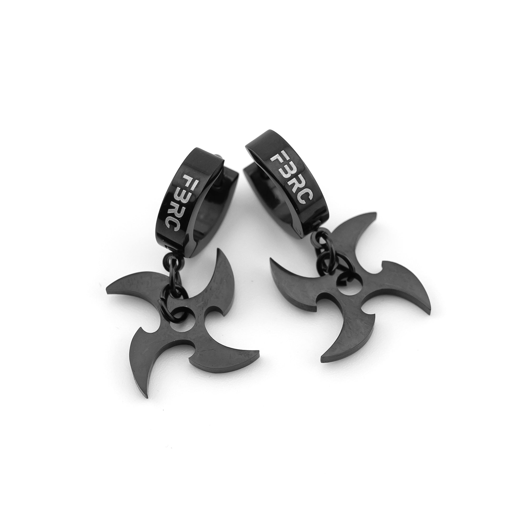 SRK-02C Black Shuriken Earrings