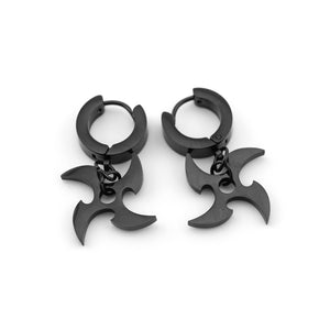 SRK-02C Black Shuriken Earrings