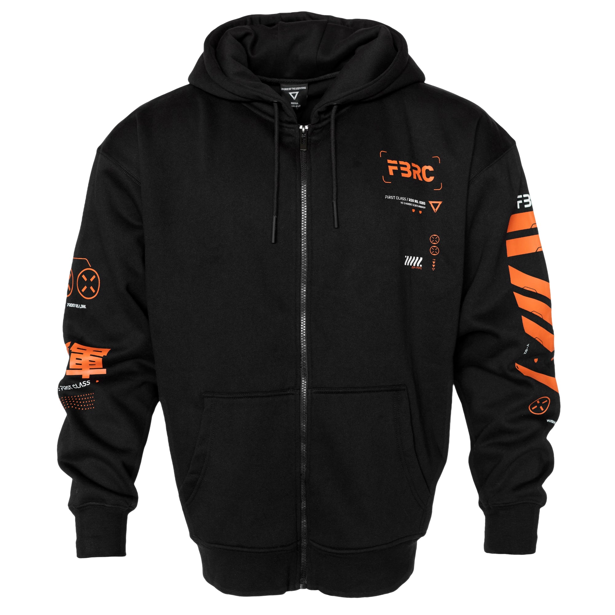 V3-3 Black Orange Zip Hoodie