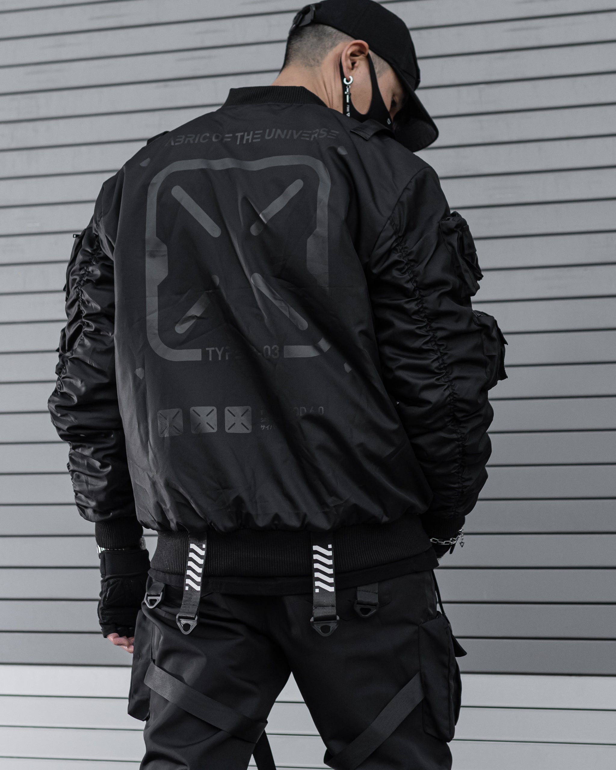 XB-03 Stealth Black Bomber Jacket of - Universe the Fabric