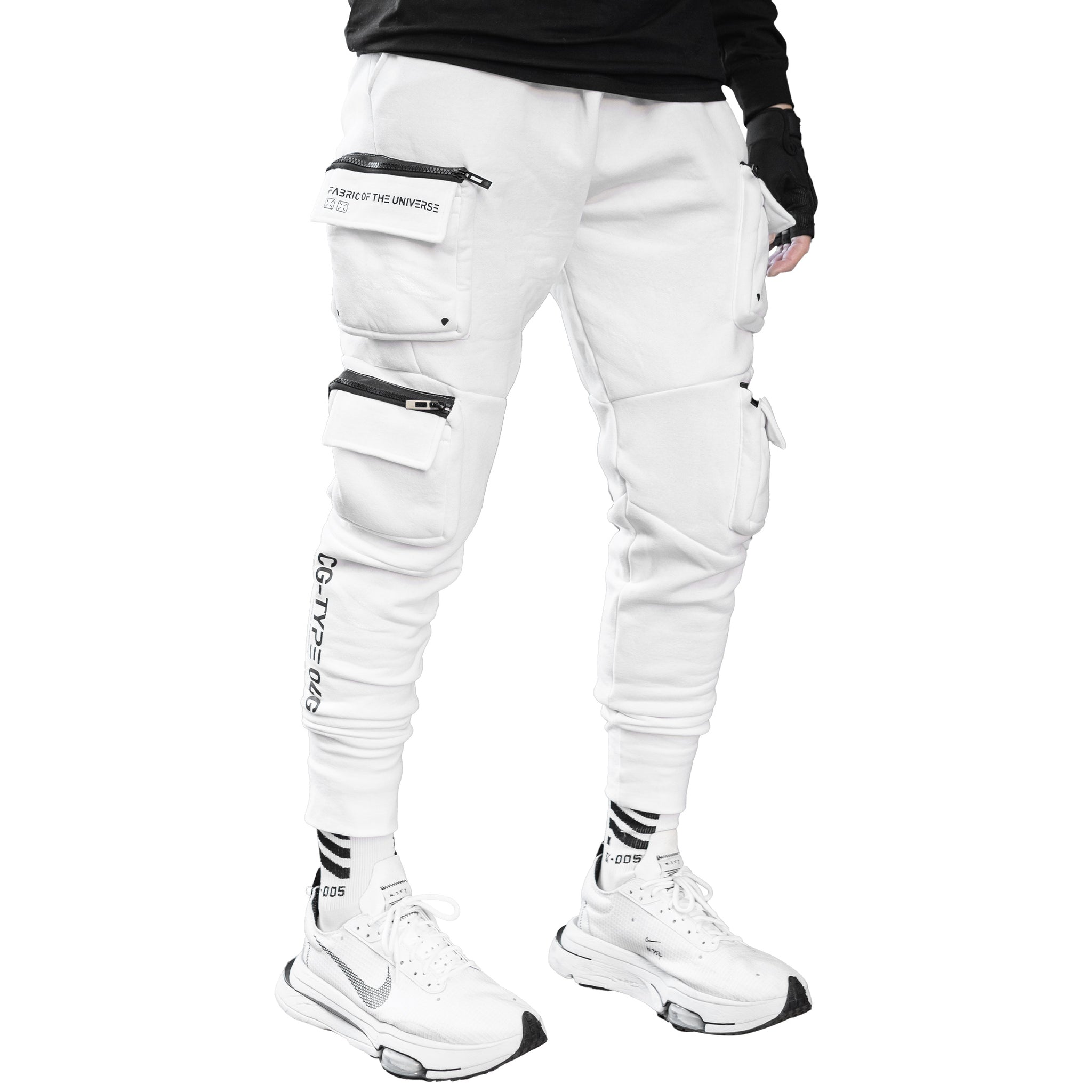 CG-Type 04G White Cargo Joggers - Fabric of the Universe